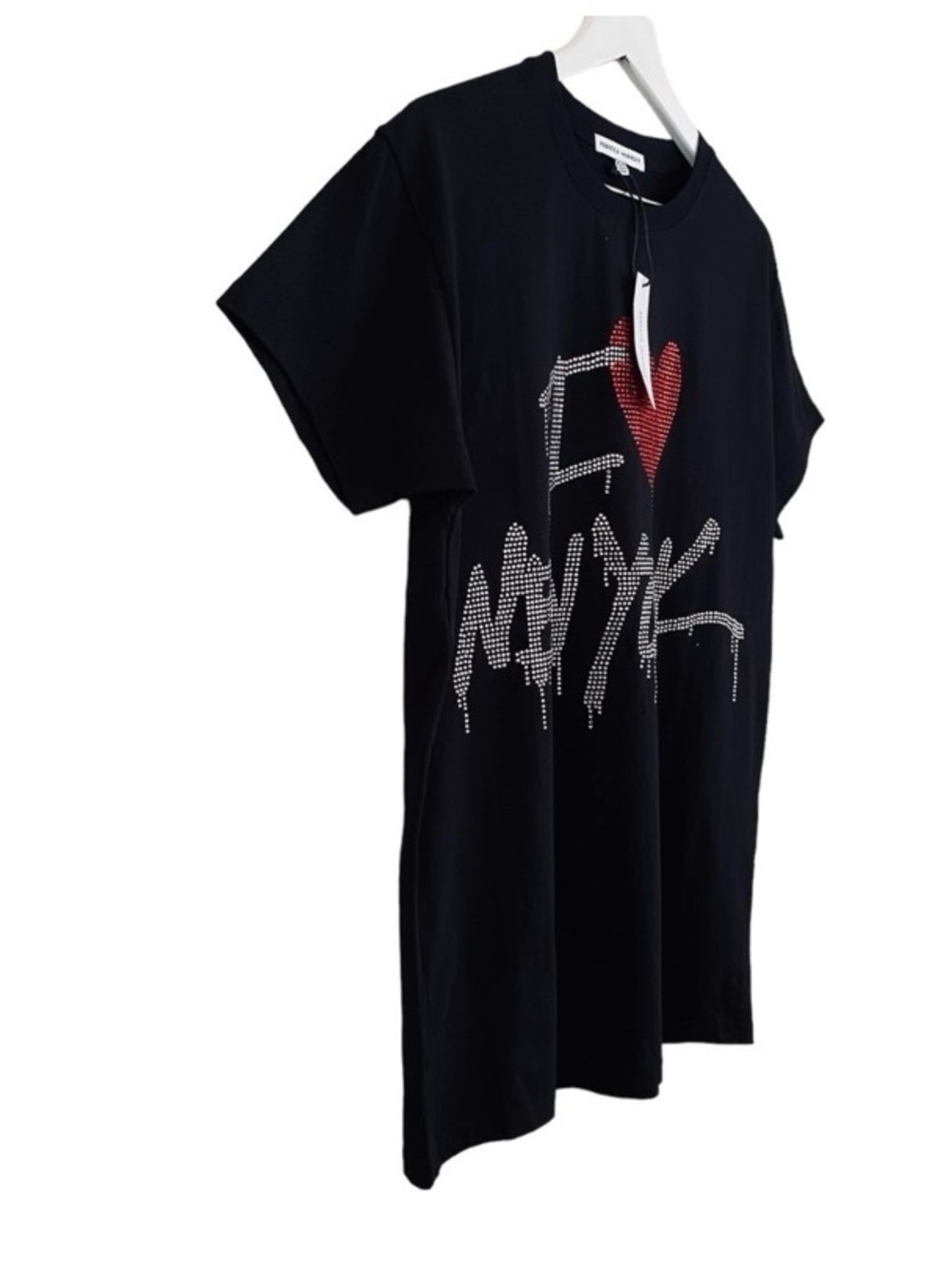 NWT Rebecca Minkoff Black Tee with Red Heart and Silver Stud Graffiti - Picture 6 of 7